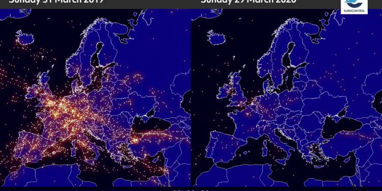 Avrupa hava trafiği yüzde 88 düştü