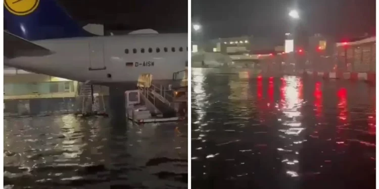 Frankfurt Havalimanı’nı su bastı: Birçok uçuş iptal edildi
